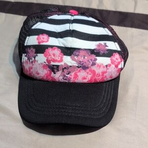 Source Unknown Black and Pink Floral Striped Cap